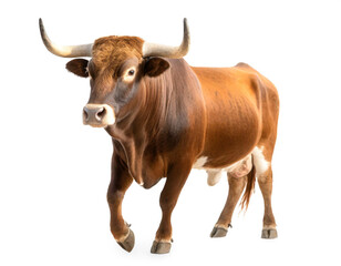 Stier auf vier beinen isoliert auf wei&szlig;en Hintergrund, Freisteller