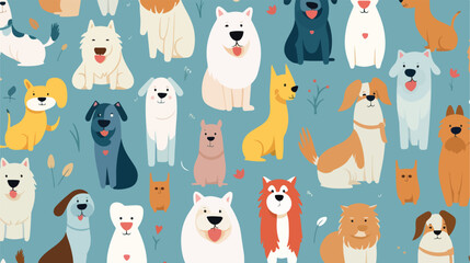 Cute dog seamless pattern. Funny canine animal life