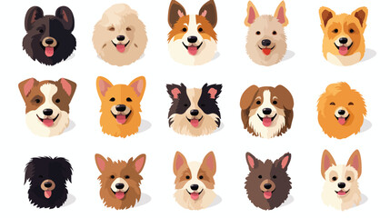Cute dogs avatars set. Doggies heads canine face po