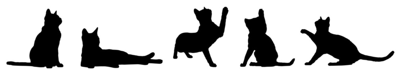 Cat silhouette vector set Isolated On White Background