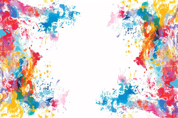 Colorful frame border vector illustration with paint splashes and a colorful background, leaving white space in the center of the picture and white blank edges