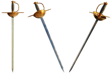 Spanish roper sword with cup on transparent background. 3D Render