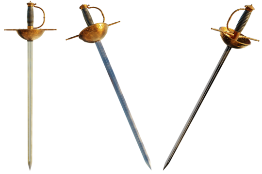 Spanish roper sword with cup on transparent background. 3D Render