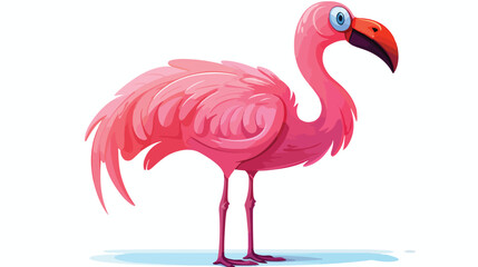 Cute funny flamingo standing on one leg. Tropical p