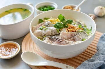 Dried Rice Porridge with Seabass , home cooked, asian cusine