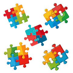 colorfull puzzle art drawn on white background