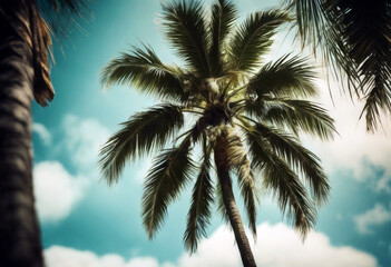 effect Coconut palm vintage tree