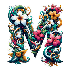 Obraz premium Floral Alphabet M