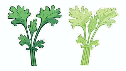 Cute green and monochrome celery with leaves and st