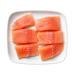 Raw salmon fillets isolated on transparent or white background, png