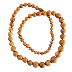 collier de perles en bois sur fond transparent