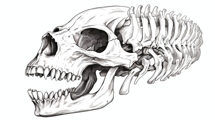 Animal skull. Head bone with teeth. Detailed outlin