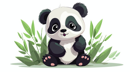 Cute happy panda in Scandinavian style. Funny kawai