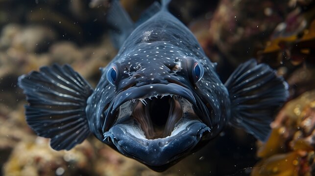 A close-up of a black swallower fish