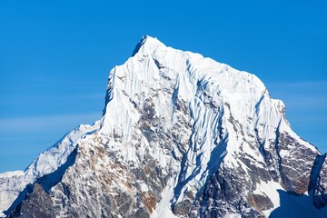 Snowy peak, Nepal himalayas mountains, white mount