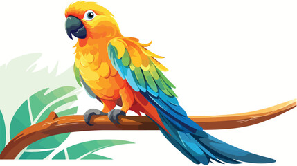 Aratinga parrot. Cute sun parakeet sitting on perch
