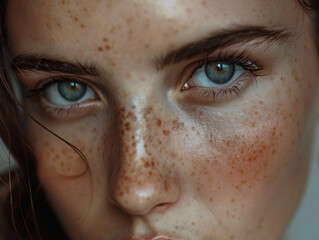 close up portrait of a person with green eye
