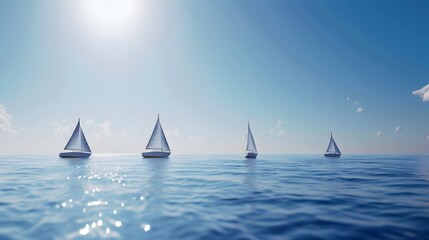  Tiny Sailboats Sailing on a Calm Blue Ocean Background,
Serene Nautical Design for Peaceful Themes, Hand Edited Generative AI