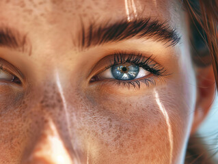 close up portrait of a person with green eye
