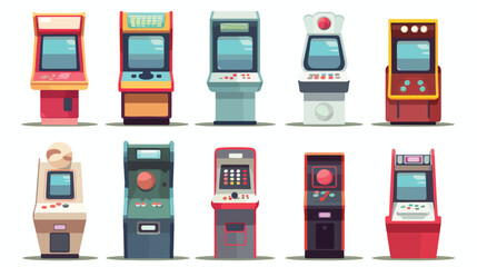 Arcade game machine with joystick buttons and slot.
