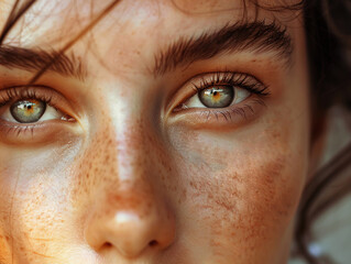 close up portrait of a person with green eye