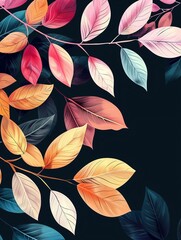 autumn leaves pattern - obrazy, fototapety, plakaty