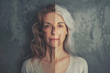 Face lift rejuvenates wrinkle appearance age-focused skincare essentials and artful depiction in skincare contrast.