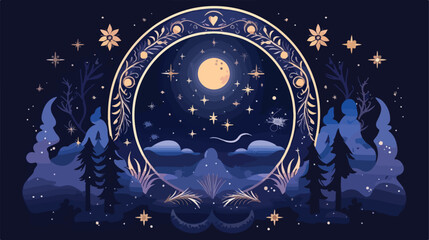Astrology esoteric card with moon crescent. Abstrac