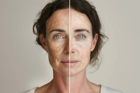 Comparative facial sun spot treatment