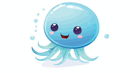 Cute smiling jellyfish or medusa. Funny underwater