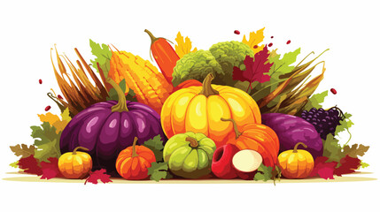 Naklejka na ściany i meble Autumn harvest composition. Ripe delicious vegetabl
