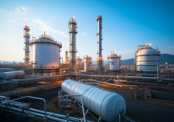 Massive LNG Storage Tank Complex - Modern Energy Infrastructure, Liquified Natural Gas Facility