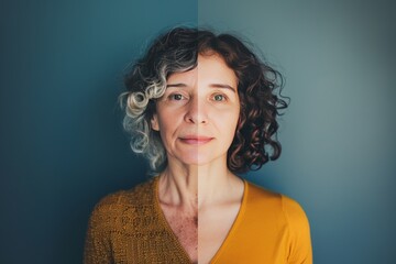 Fototapeta premium Before after wrinkles illustrate tips for hair care and aging prevention strategies, focusing on youthful complexion and aging face treatments.