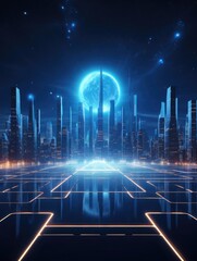 Panoramic 3D render of an abstract landscape illuminated by vivid neon lights, creating a surreal and futuristic environment - obrazy, fototapety, plakaty