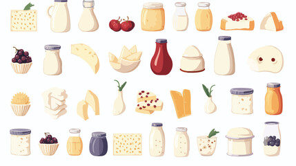 Dairy products hand drawn collection Set milky farm