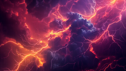 Fantasy cloud sky with Night Fire Lightning
