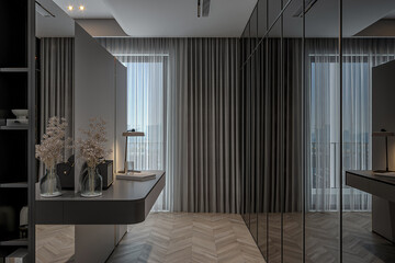 Contemporary en-suite bedroom dressing room
