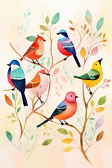 Naklejka premium birds, vibrant birds