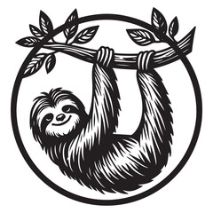 Black and White Sloth Vector  Silhouettes - Sloth Silhouette
