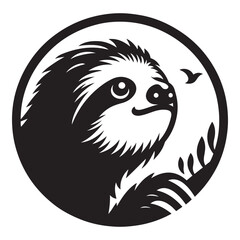 Black and White Sloth Vector  Silhouettes - Sloth Silhouette