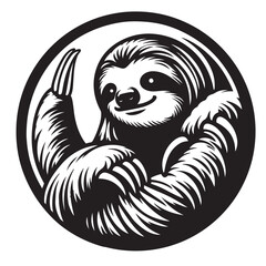 Black and White Sloth Vector  Silhouettes - Sloth Silhouette