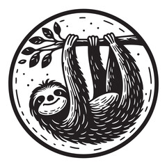 Black and White Sloth Vector  Silhouettes - Sloth Silhouette