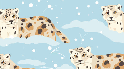 Decorative animal seamless pattern with wild snow l