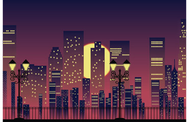 Fototapeta premium Night city - Vector Illustration