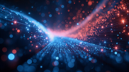 Optical fibre, blue lights abstract background.