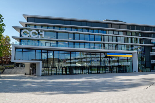 Hamburg, Hamburg Germany - 05 03 2022: View of the facade and the entrance area of the Hamburg congress center called CCH