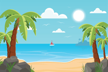 Fototapeta na wymiar Summer Beach - Landscape Illustration
