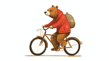 Naklejka premium Bear on the bicycle Vintage Illustration on white b