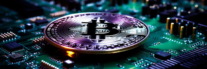 Abstract representation of Bitcoin mining, with colorful geometric shapes symbolizing the computational power required for mining operations.