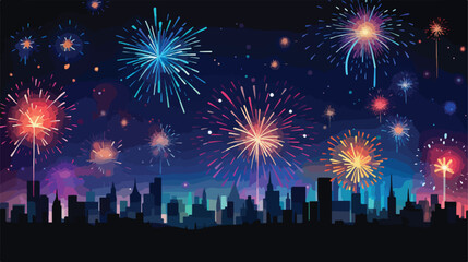 Fototapeta na wymiar Beautiful background with spectacular fireworks bur